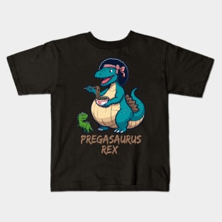 Mamasaurus Rex Funny Pregnancy, Pregasaurus With Ramen Kids T-Shirt